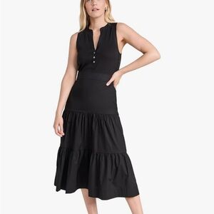 Veronica Beard Black Sleeveless Tiered Midi Dress